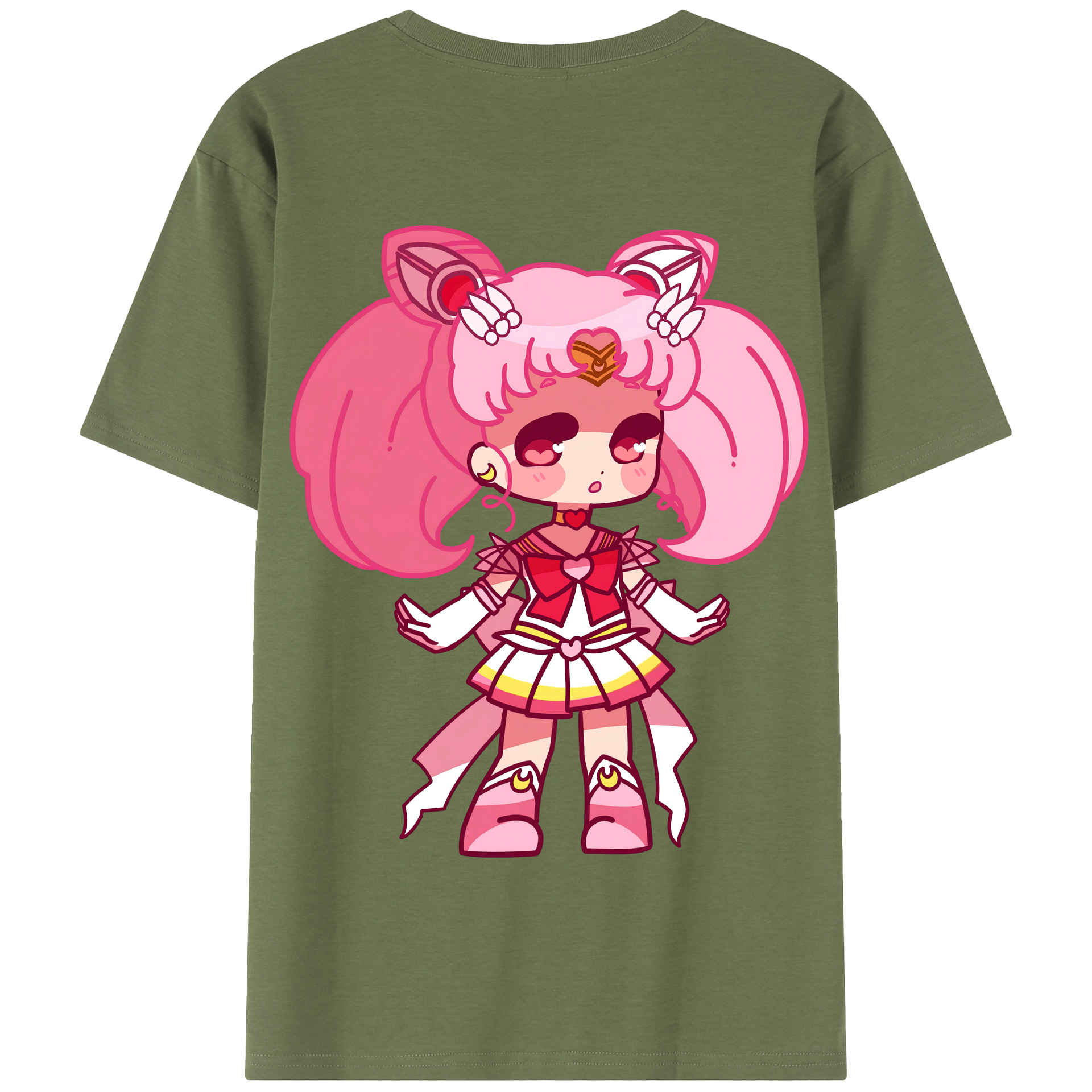 （画像用） 美少女戦士セーラームーン ちびうさ Sailor Moon Chibiusa Tsukino Usagi Small Lady Serenity 綿100％半袖Tシャツ（背面プリント）